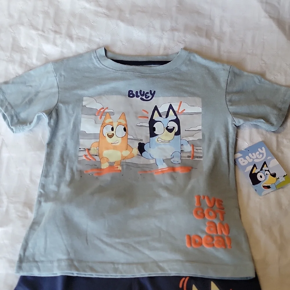Bluey Kids' T-Shirt and Shorts Set, Blue And Navy